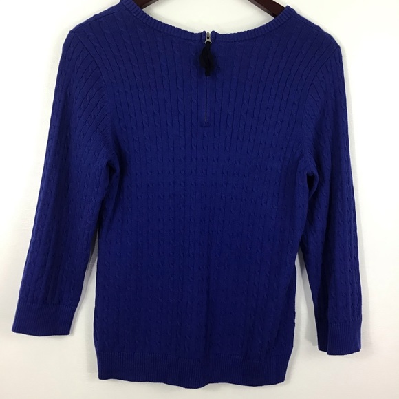 THE LIMITED Navy Crewneck Cable-knit Sweater M - Picture 6 of 6